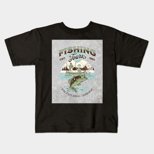 Fishing Tours - Outdoor Scenery - Utah State Annual Tournament Kids T-Shirt by Oldetimemercan